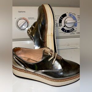 ZARA Silver Metallic Platform Oxfords